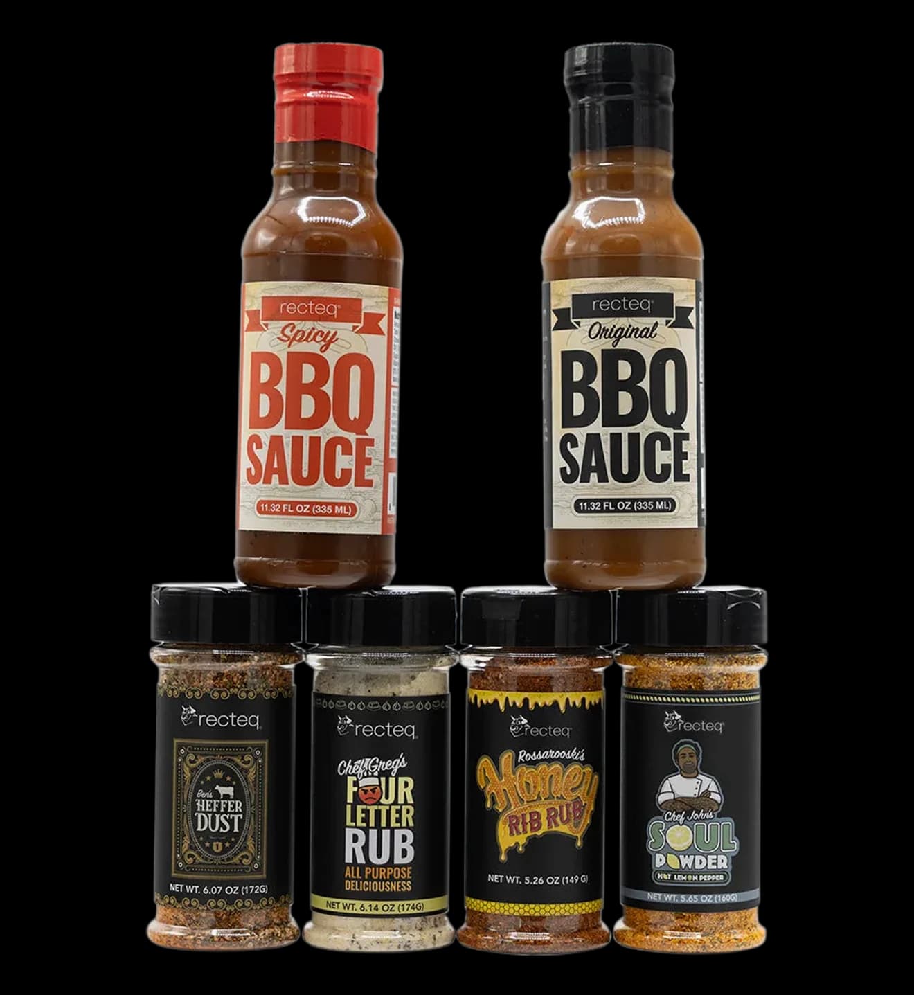 A bundle of recteq rubs and sauces