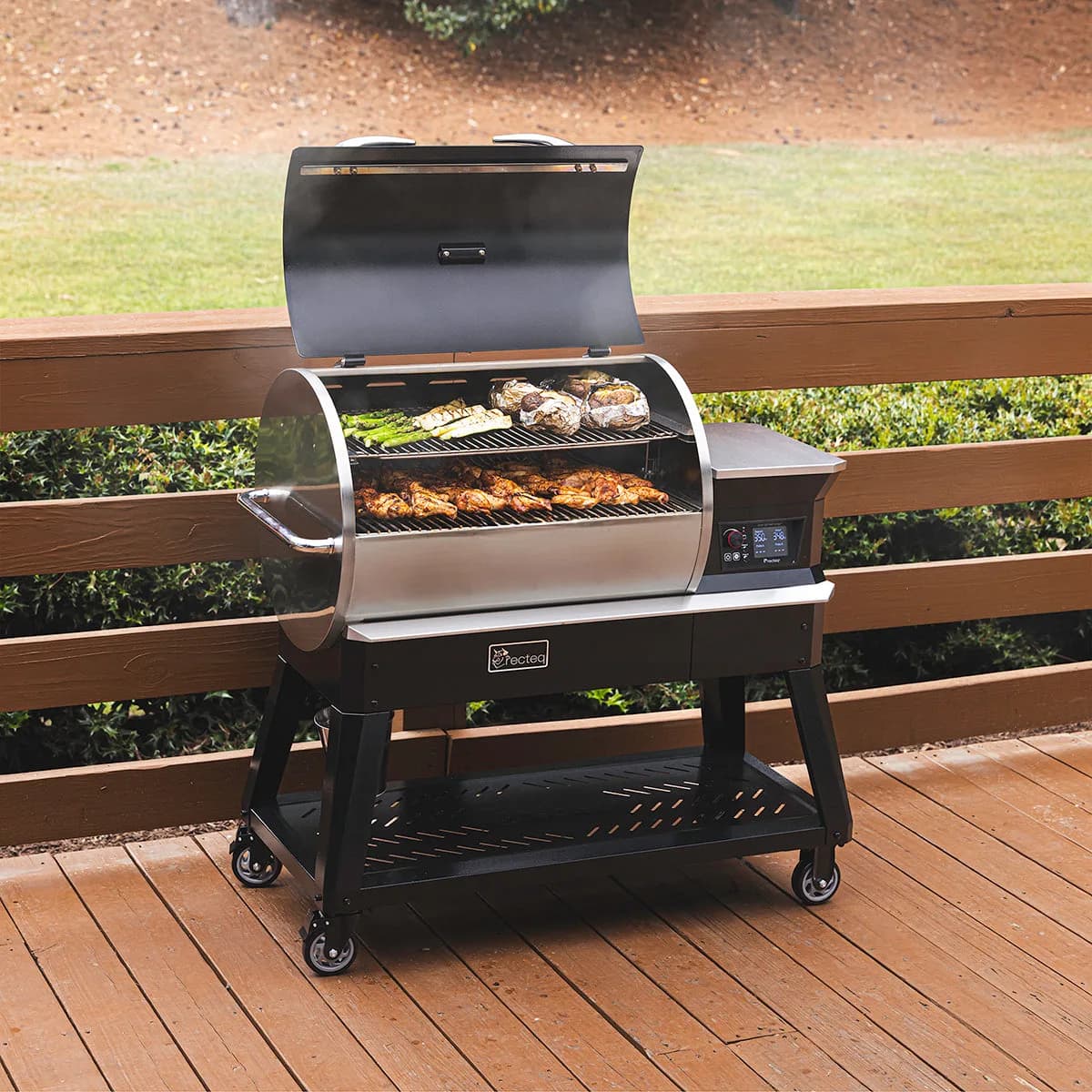 Wings and corn on a Deck Boss 900 on a deck